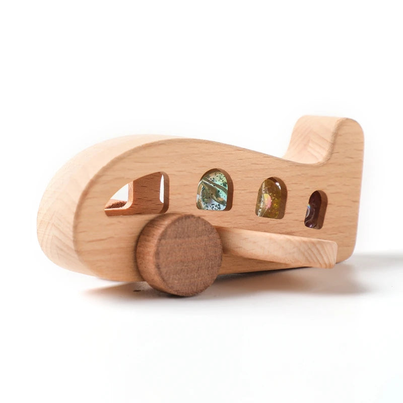 Baby Wooden Montessori Toys Beech Wooden Tyrannosaurus Rex Dinosaur Car Teether Educational Toys Children Teethering Baby Gift