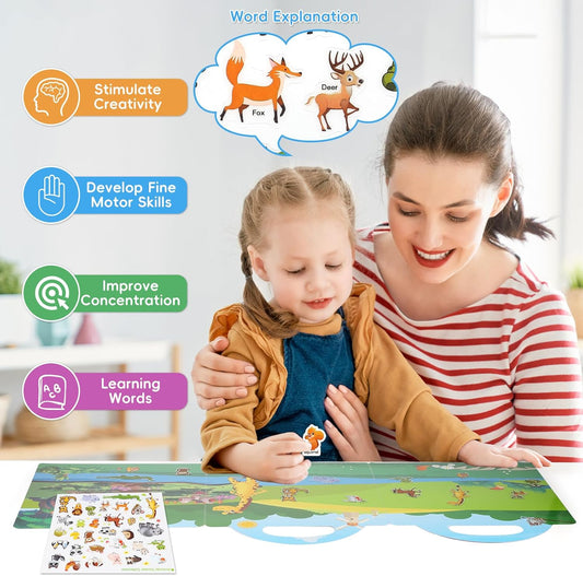 Professional Reusable Sticker Book Set for Toddlers Ages 2-4, Featuring 3 Themed Books with 115 Waterproof Stickers: Ocean Animals, Farm Life, and Seasonal Adventures