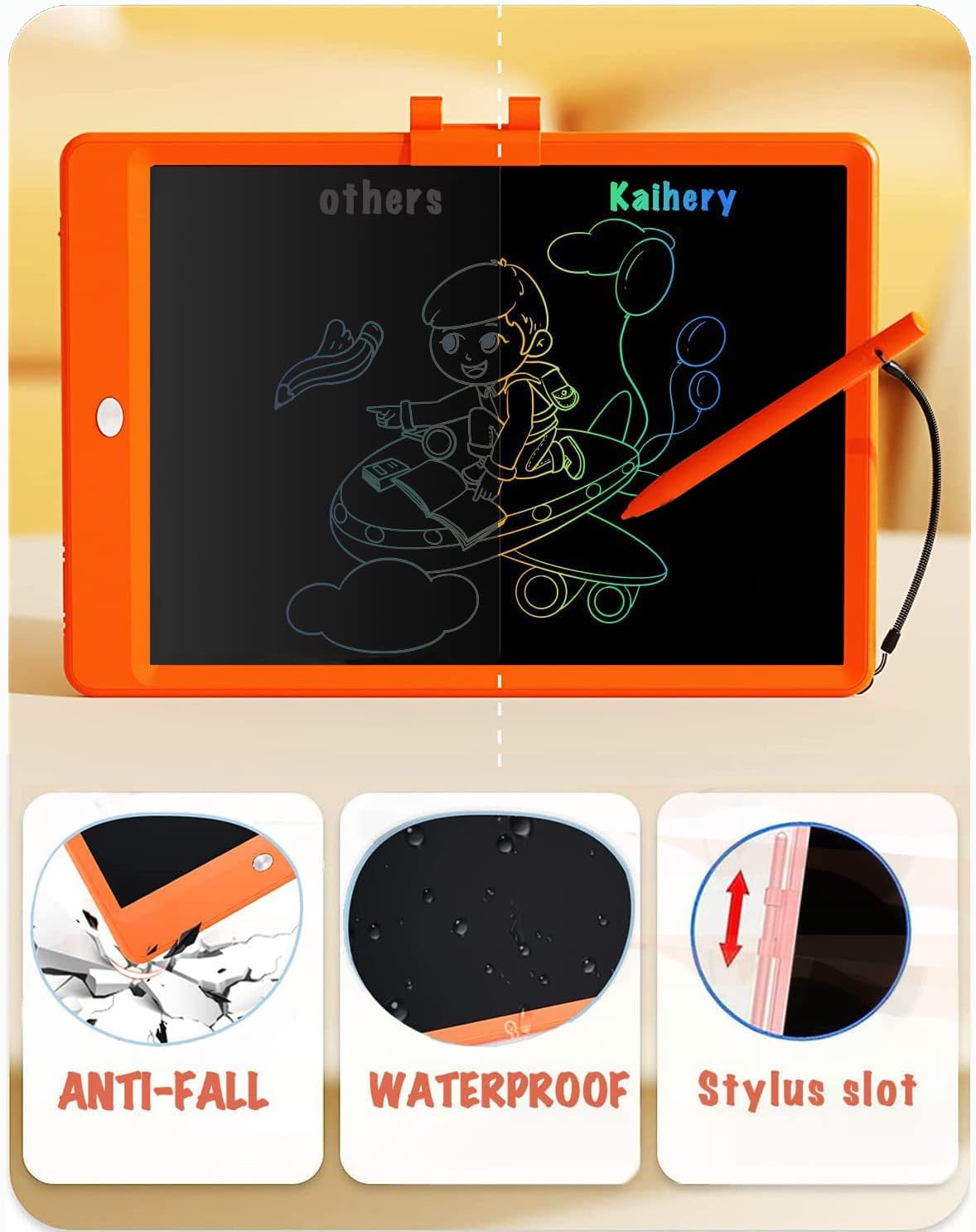 10-Inch LCD Writing Tablet - Colorful Doodle Board, Erasable and Reusable Electronic Drawing Pad, Educational Learning Toy for Children Ages 3-7