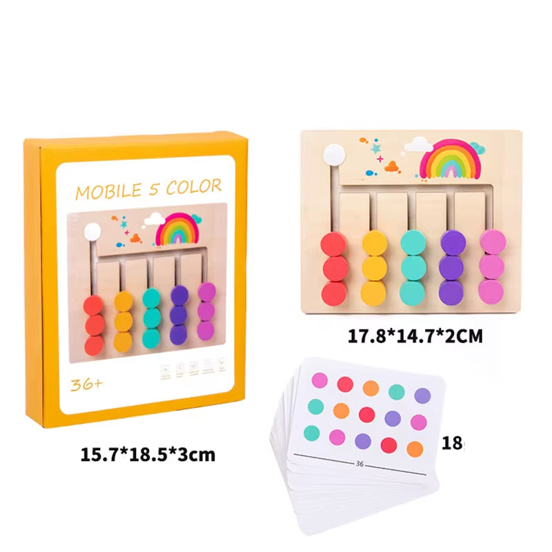 Montessori Wooden Color Matching Slide Sensory Educational Toys Preschool Activity for Toddlers