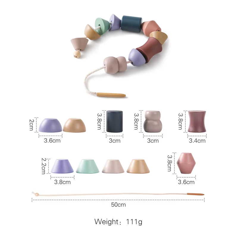 Wooden Baby Animal Threading Toys Blocks Board Games Stacking Toys Montessori Hands-On Ability Educational Children Blocks Gifts