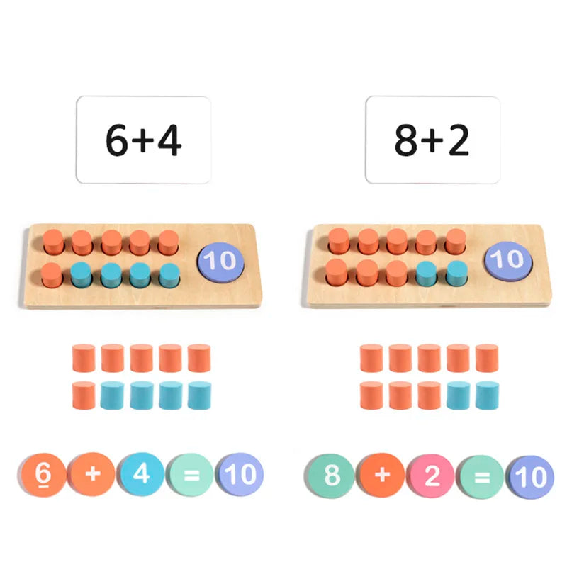 Children'S Wooden Number Board Cognitive Matching Addition Subtraction Operation Montessori Logical Thinking Training Math Toys