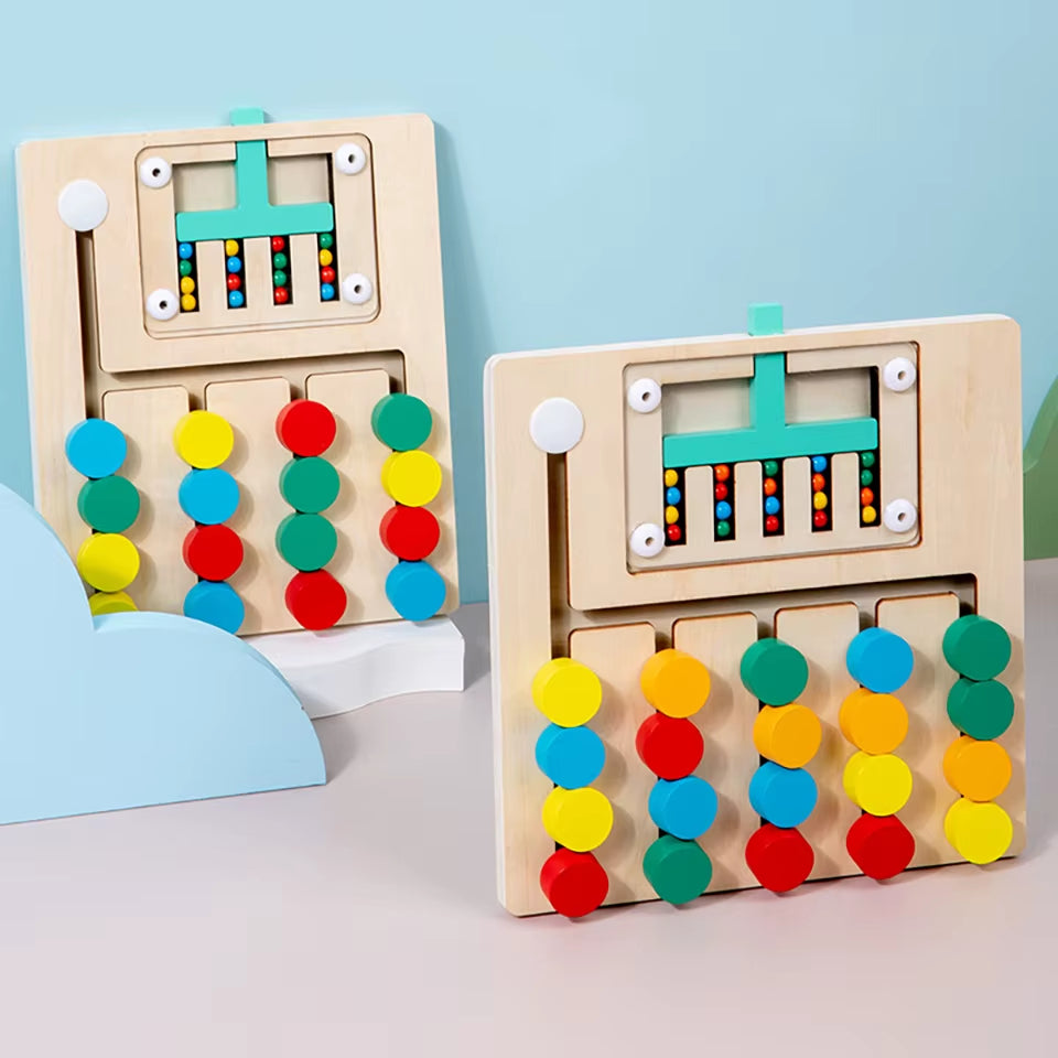 Montessori Wooden Color Matching Slide Sensory Educational Toys Preschool Activity for Toddlers
