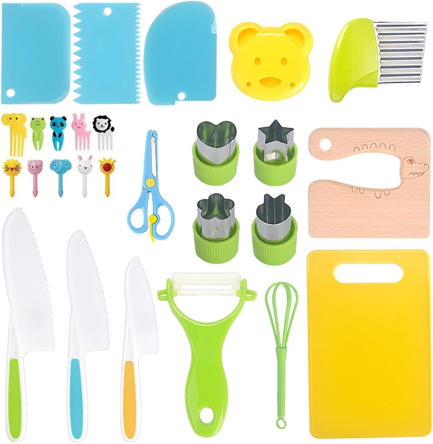 27-Piece Montessori-Inspired Kids Cooking Set with Safe Knives and Kitchen Tools for Toddlers