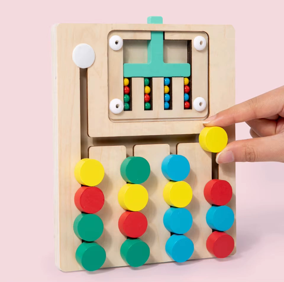 Montessori Wooden Color Matching Slide Sensory Educational Toys Preschool Activity for Toddlers
