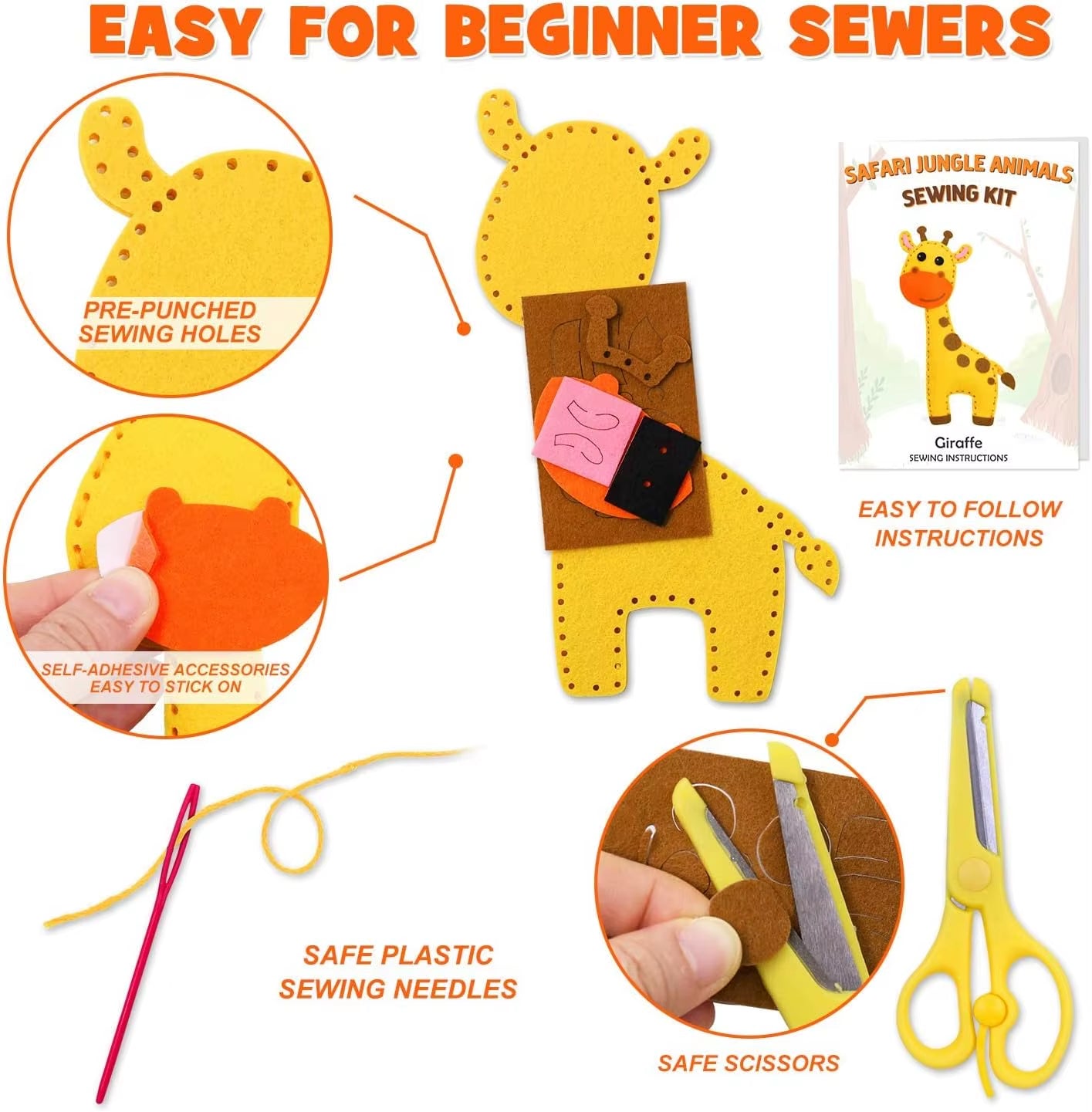 Woodland Animals Craft Kit Forest Creatures DIY Sewing Felt Plush Animals for Kids Beginners Educational Sewing Set Girl Art Toy